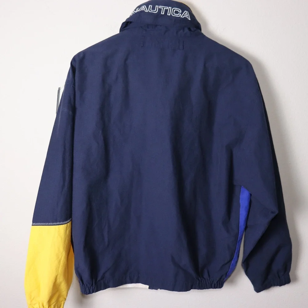 Vintage 90's Nautica Sailing Jacket Navy Blue White Yellow